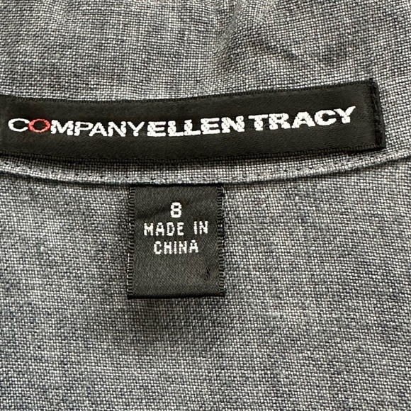 ELLEN TRACY Blue Linen Shirtdress Casual Lounge Sleeveless Button Front, Size 8 - Picture 11 of 13